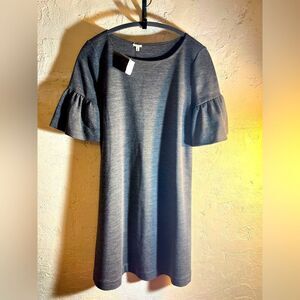 J Crew jersey dress NWT, charcoal grey, sz SM, lovely dress all wool jersey,NEW